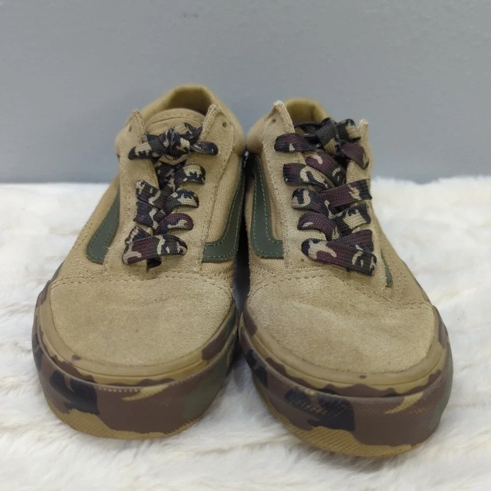 Vans Kids Old Skool Canvas Sneakers Cornstalk/Camo Lace-Up Size‎ 13 EUC